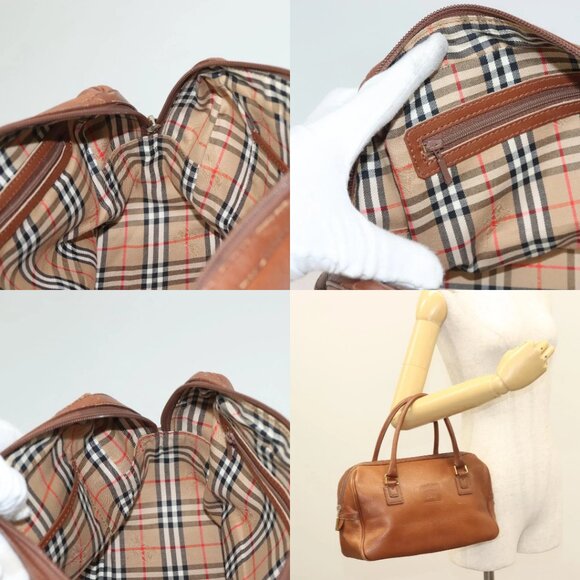 Burberrys Hand Bag Leather Brown Gold Auth ep9811 - Picture 15 of 15